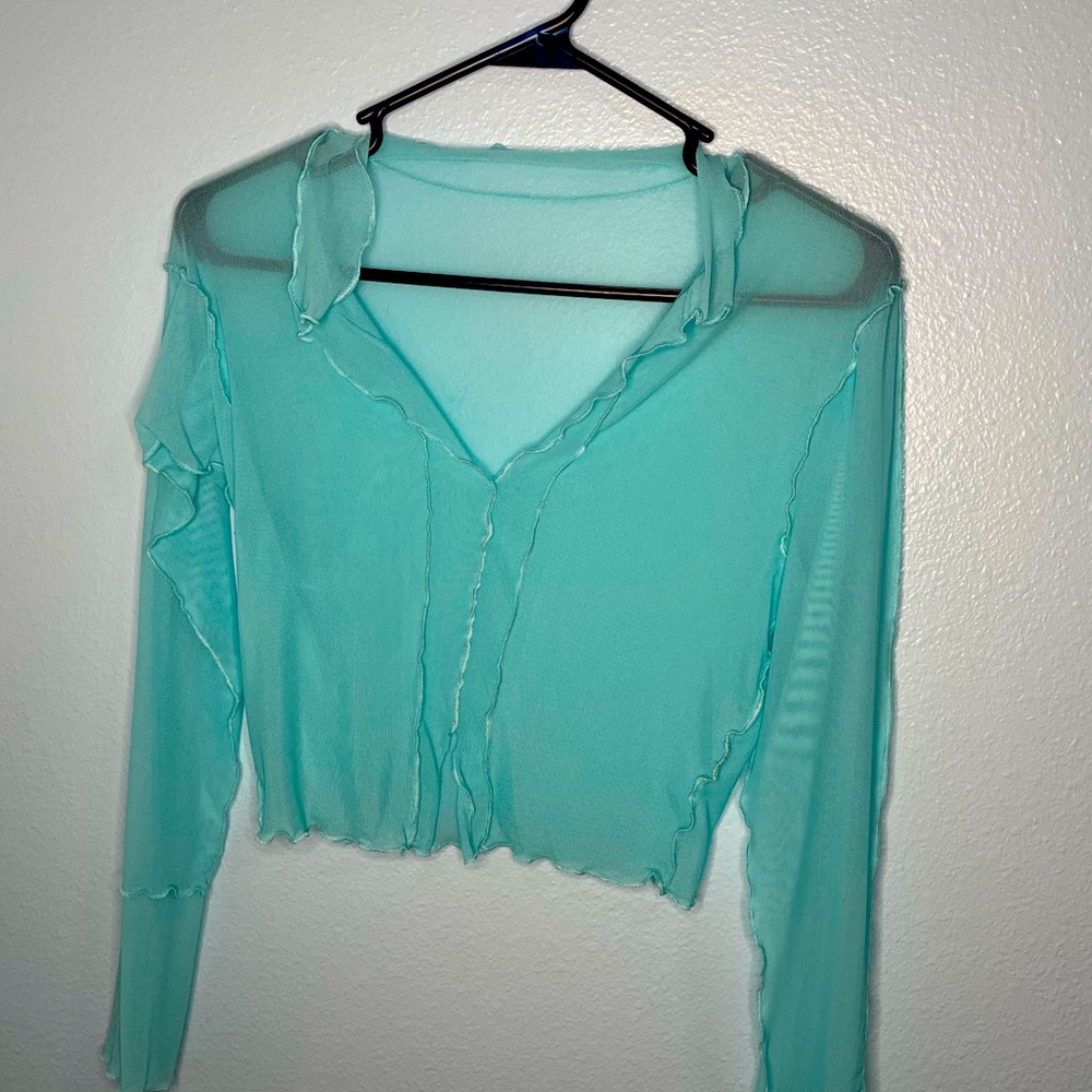 Blue mesh see-through top (medium)